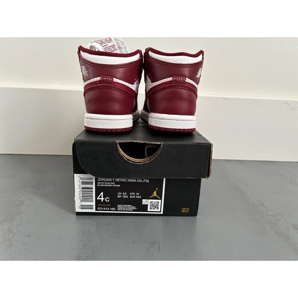 Nike Jordan 1 Retro High OG (TD FD1413 401 White/ Team Red size 4c - Picture 4 of 6